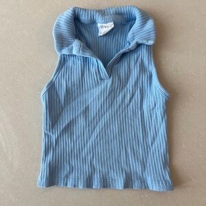 ZARA Girls Light Blue Ribbed Top